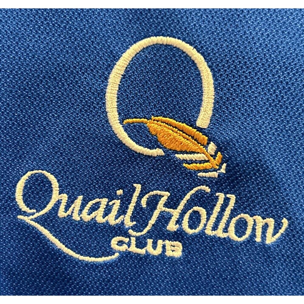 Men’s QUAIL HOLLOW CLUB Blue Short Sleeve Polo Shirt Size L *B7